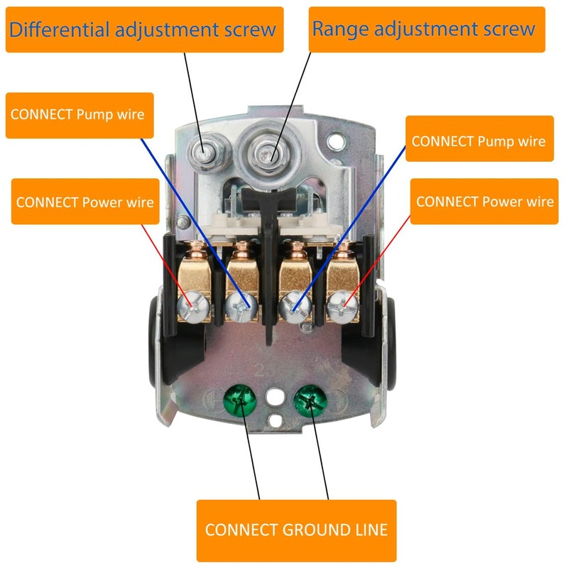 WHK Water Pressure Switch for Well Pump 40-60psi Water Pump Pressure Switch Auto Electrical Control Adjustable Differential(1/4 Female NPT,1PC-Grey) - Image 4